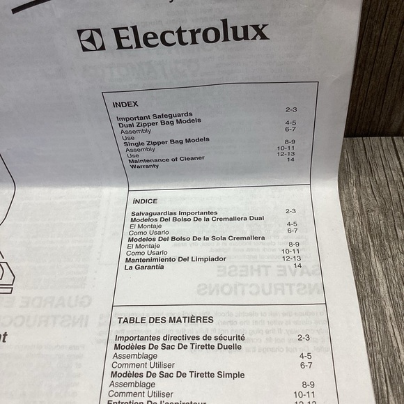 Electrolux Sanitaire System Professional Heavy Duty Upright Vacuum Owners Guide - Picture 3 of 7